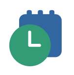 Green and Blue Clock and Calendar Icon
