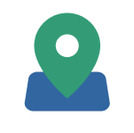 Green and Blue Location Pin Icon