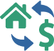 Icon of a House and Dollar Sign with Circular Arrows